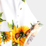 Chemise en Coton à Boutons à Manches Courtes pour Homme avec Poche de Tournesol
