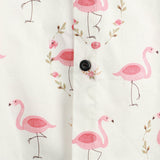 Chemise à manches courtes en coton avec imprimé de flamants roses pour hommes