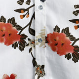 Chemise en Coton pour Homme avec Imprimé Floral Hawaïen à Boutons Courts