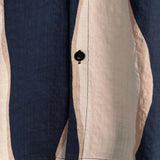 Chemise en Coton pour Homme Retro Casual à Rayures d'Été Bleu Marine à Manches Courtes avec Boutons
