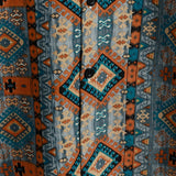 Chemise à Manches Courtes en Coton avec Boutons et Imprimé Aztèque des Années 70