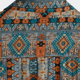 Chemise à Manches Courtes en Coton avec Boutons et Imprimé Aztèque des Années 70