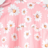 Chemise à Manches Courtes en Coton Hawaïenne pour Homme en Rose avec des Marguerites