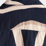 Chemise en Coton pour Homme Retro Casual à Rayures d'Été Bleu Marine à Manches Courtes avec Boutons