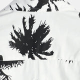 Chemise d'été en coton à manches courtes hawaïenne blanche avec imprimé de palmier tropical pour homme