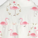 Chemise à manches courtes en coton avec imprimé de flamants roses pour hommes