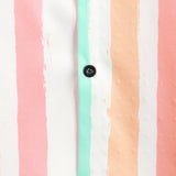 Chemise d'Homme en Coton d'Été Rose et Blanche à Rayures Verticales avec Boutons et Poche à Manches Courtes