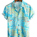 Chemise Hawaïenne en Coton à Manches Courtes Boho pour Homme