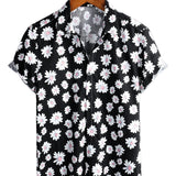 Chemise à Manches Courtes en Coton Hawaïenne Noire pour Homme