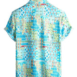Chemise Hawaïenne en Coton à Manches Courtes Boho pour Homme
