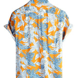 Chemise à Manches Courtes en Coton avec Imprimé de Feuilles Tropicales pour Homme