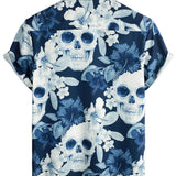 Chemise Hawaïenne en Coton à Manches Courtes avec Imprimé de Crâne Amusant pour Homme