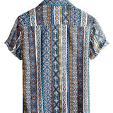 Chemise Retro en Coton à Manches Courtes Boho pour Homme