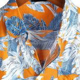 Chemise à Manches Courtes en Coton avec Imprimé de Feuilles Tropicales pour Homme