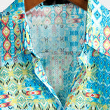 Chemise Hawaïenne en Coton à Manches Courtes Boho pour Homme