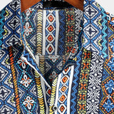 Chemise Retro en Coton à Manches Courtes Boho pour Homme