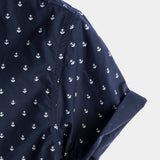Chemise à Manches Courtes en Coton Imprimée Casual pour Homme