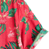 Chemise Hawaïenne à Manches Courtes en Coton avec Fleurs Rouges pour Homme
