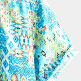 Chemise Hawaïenne en Coton à Manches Courtes Boho pour Homme