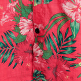 Chemise Hawaïenne à Manches Courtes en Coton avec Fleurs Rouges pour Homme