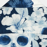 Chemise Hawaïenne en Coton à Manches Courtes avec Imprimé de Crâne Amusant pour Homme