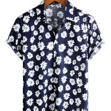 Chemise à Manches Courtes en Coton Hawaïenne Noire pour Homme