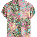 Chemise à Manches Courtes en Coton Amusante avec Crâne Rose pour Homme