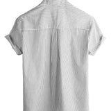 Chemise à Manches Courtes en Coton avec Col Montant pour Homme
