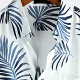 Chemise en Coton d'Été à Manches Courtes avec Boutons et Poche pour Homme, Décontractée, Hawaïenne