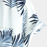 Chemise en Coton d'Été à Manches Courtes avec Boutons et Poche pour Homme, Décontractée, Hawaïenne