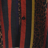 Chemise en Coton pour Homme à Rayures Verticales de Léopard Vintage à Manches Courtes pour Vacances d'Été