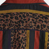 Chemise en Coton pour Homme à Rayures Verticales de Léopard Vintage à Manches Courtes pour Vacances d'Été