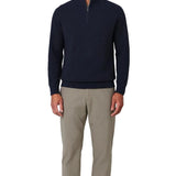 Pull Herre à Zip Demi avec Col Montant – Bleu Royal