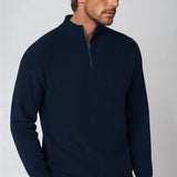 Pull à col montant pour hommes avec demi-zip – Bleu royal