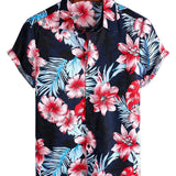 Chemise en coton avec imprimé floral de plantes tropicales d'Hawaï pour hommes