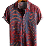 Chemise à Manches Courtes en Coton Rayée Décontractée pour Homme