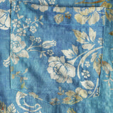 Chemise à Manches Courtes en Coton avec Imprimé Floral Bleu pour Homme