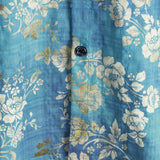 Chemise à Manches Courtes en Coton avec Imprimé Floral Bleu pour Homme