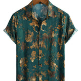 Chemise Hawaïenne en Coton Vintage pour Homme, à Boutons, à Manches Courtes, Verte