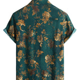 Chemise Hawaïenne en Coton Vintage pour Homme, à Boutons, à Manches Courtes, Verte
