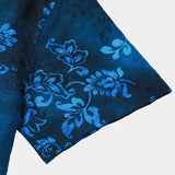 Chemise à Manches Courtes en Coton Hawaïenne Florale Bleue pour Homme
