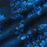 Chemise à Manches Courtes en Coton Hawaïenne Florale Bleue pour Homme