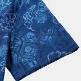 Chemise à Manches Courtes en Coton Hawaïenne Fleurie Bleue pour Homme