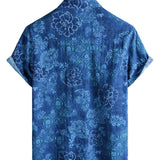Chemise à Manches Courtes en Coton Hawaïenne Fleurie Bleue pour Homme