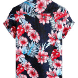 Chemise en coton avec imprimé floral de plantes tropicales d'Hawaï pour hommes