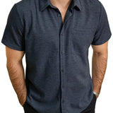 Chemise en Coton d'Été à Manches Courtes avec Col Boutonné pour Homme, Style Décontracté, Coupe Lâche, Plage