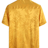 Chemise de Plage en Coton Floral à Manches Courtes avec Boutons pour Homme, Jacquard d'Été