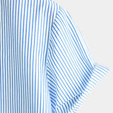Chemise en Coton pour Homme avec Col Montant de Couleur Unie et Manches Courtes à Rayures Verticales Classiques
