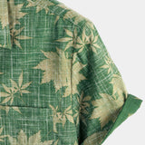 Chemise Hawaïenne en Coton Casual Rétro pour Homme avec Poche