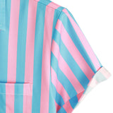 Chemise à Manches Courtes en Coton avec Imprimé de Flamants Roses et Rayures pour Homme